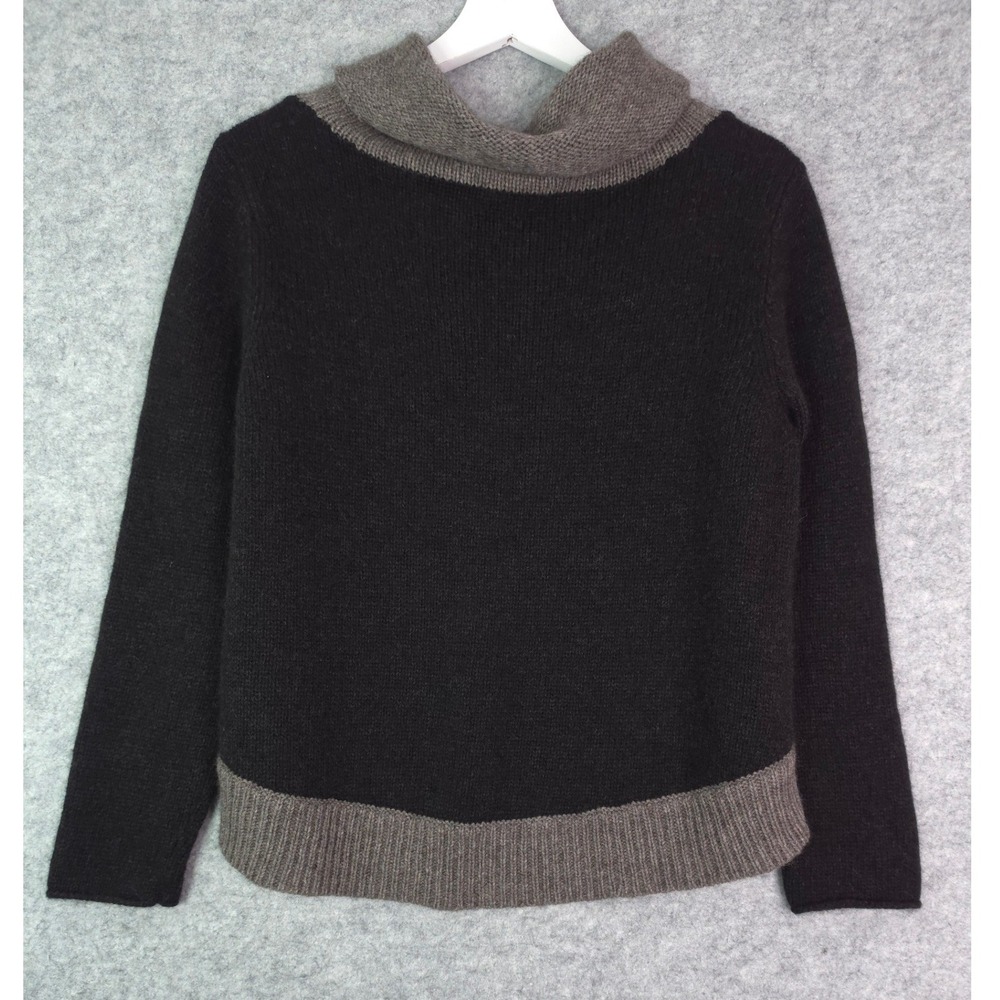 Eileen Fisher Cowl Neck Sweater Women Medium Soft Yak Wool Charcoal Taupe - Picture 2 of 7